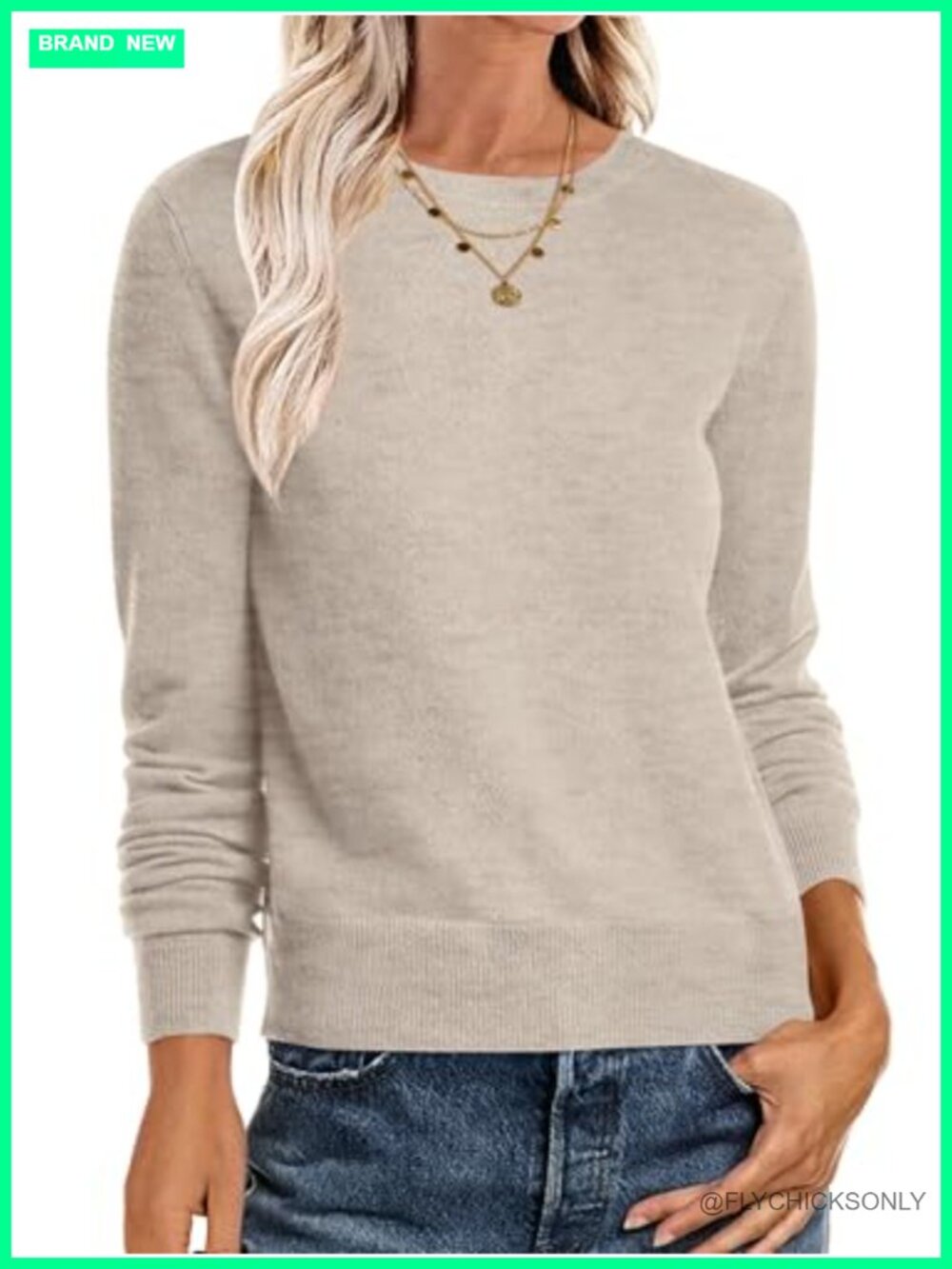 Womens Lightweight Crewneck Long Sleeve Pullover Sweater Fall Layer